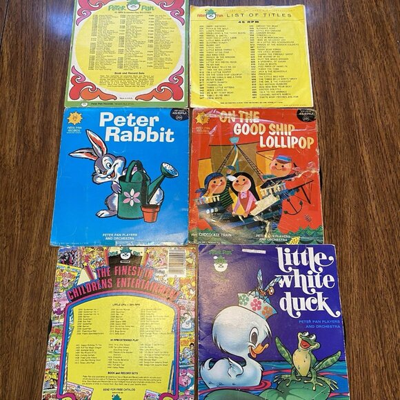 Vintage Children's 7" Records Lot Of 6 Peter Pan Birthday Rabbit Lollipop Firema - Picture 8 of 10